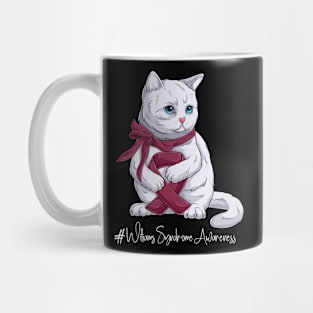Cute Cat Williams Syndrome Awareness Month Burgundy Ribbon Survivor Survivor Gift Idea Mug